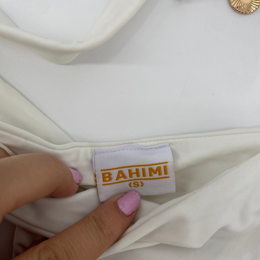 Bahimi Cara Brazilian Bikini Set S/M White Pearl Charm Shell Two Piece - Picture 3 of 7
